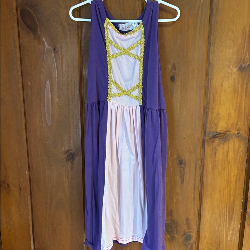 Disney tangled Purple and Pink Sleeveless Dress with Yellow Trim